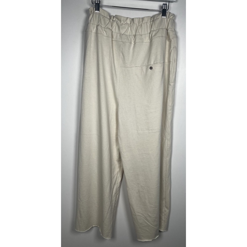 Free People Beach Size M Wide Leg Cream Paloma Slouchy Raw Hem Relax Pants - Picture 3 of 13
